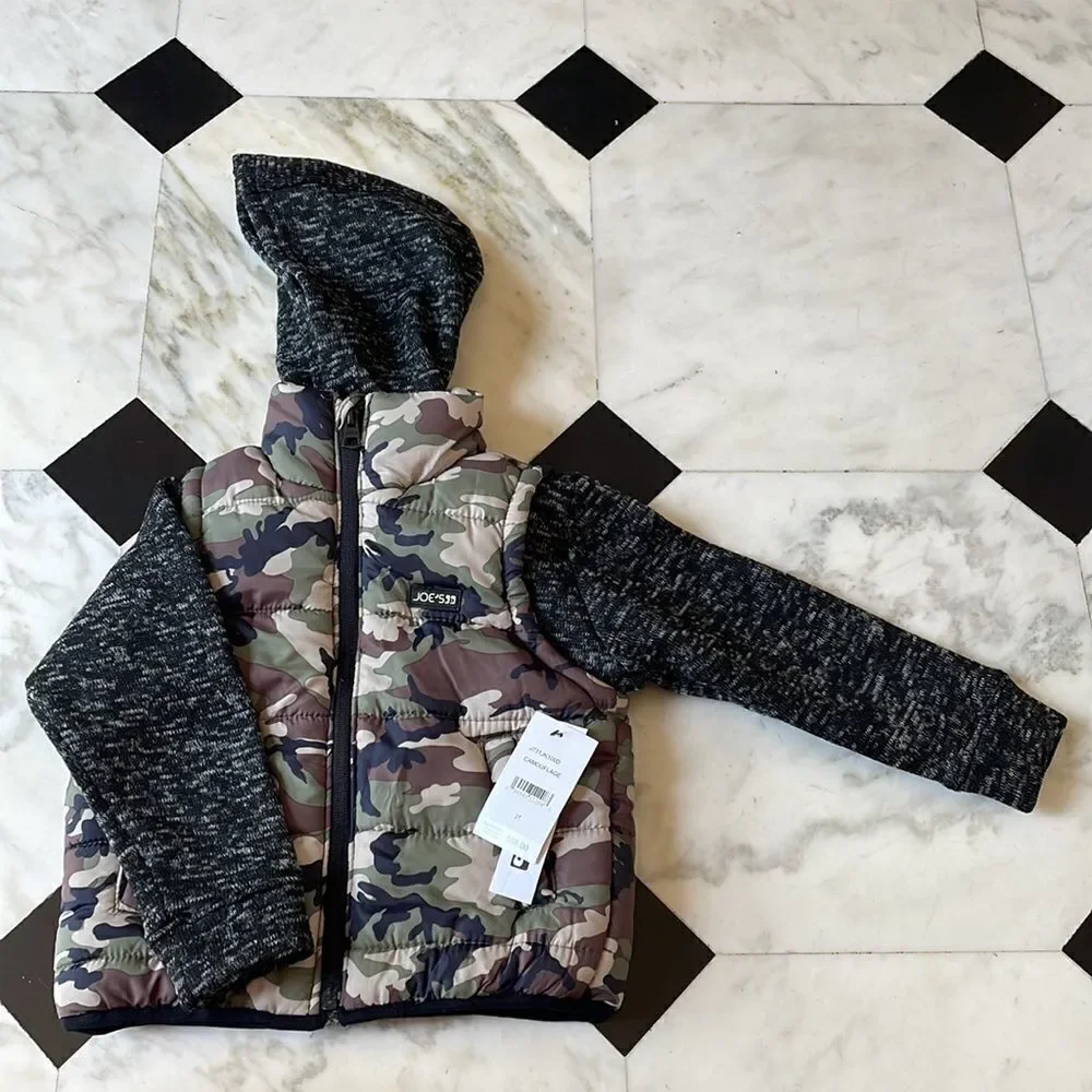 Joe’s Jeans Toddler Camo Hooded Puffer Vest Jacket NWT